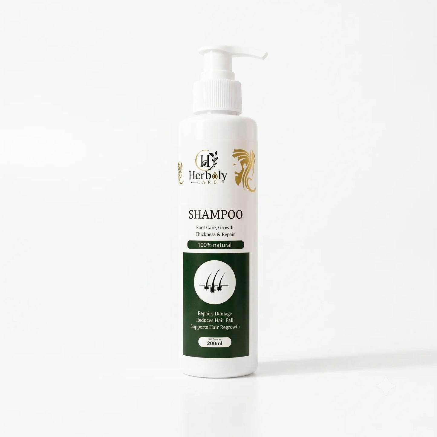 Herbly 100% Natural Hair Growth Shampoo | Hair Fall Control & Damage Repair | 200ml